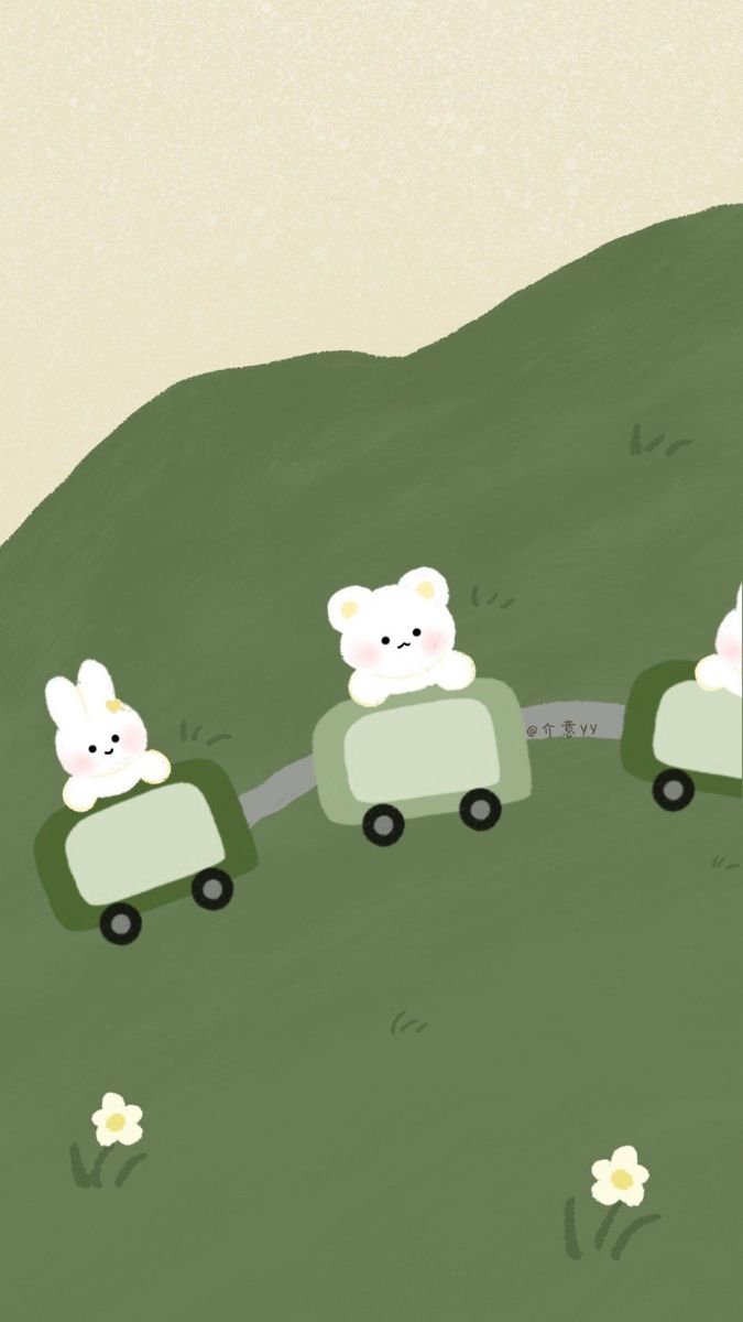 Hình nền xanh rêu cute phong cách đáng yêu - 3