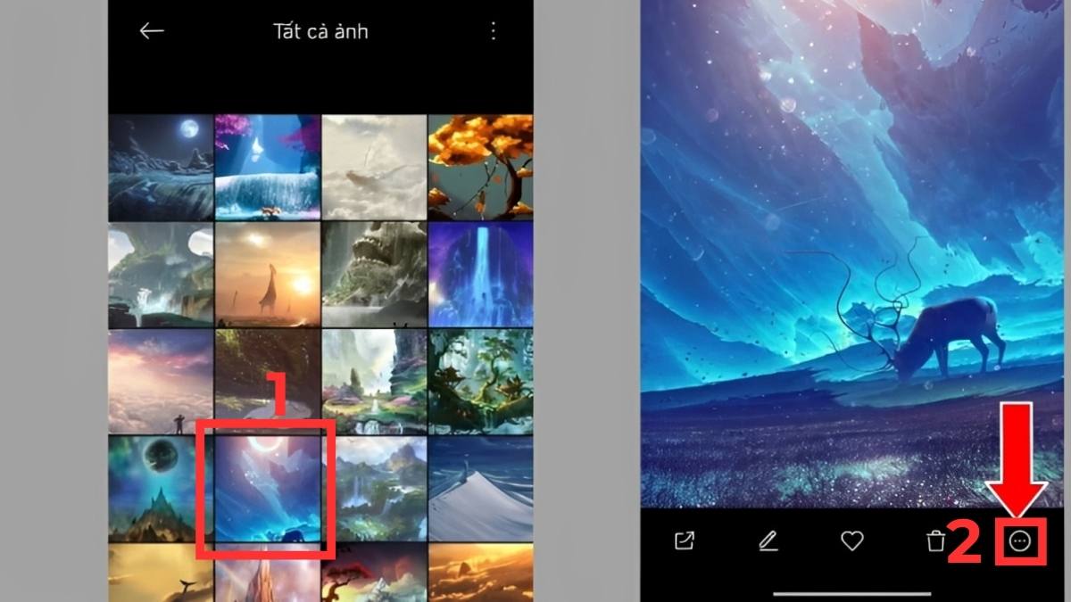 Hướng dẫn cách cài thay đổi hình nền Xiaomi trực tiếp từ thư viện ảnh - bước 1,2