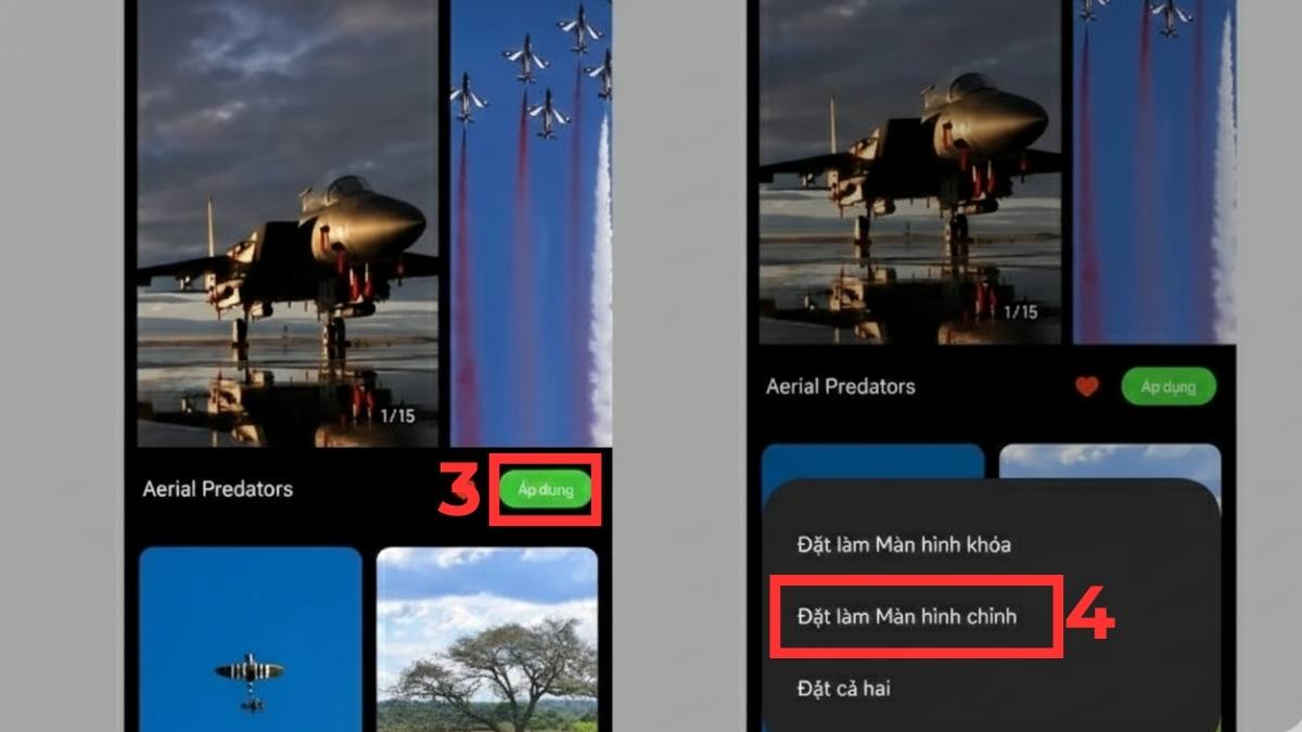 Hướng dẫn cách cài thay đổi hình nền Xiaomi trực tiếp từ ứng dụng themes - bước 3,4