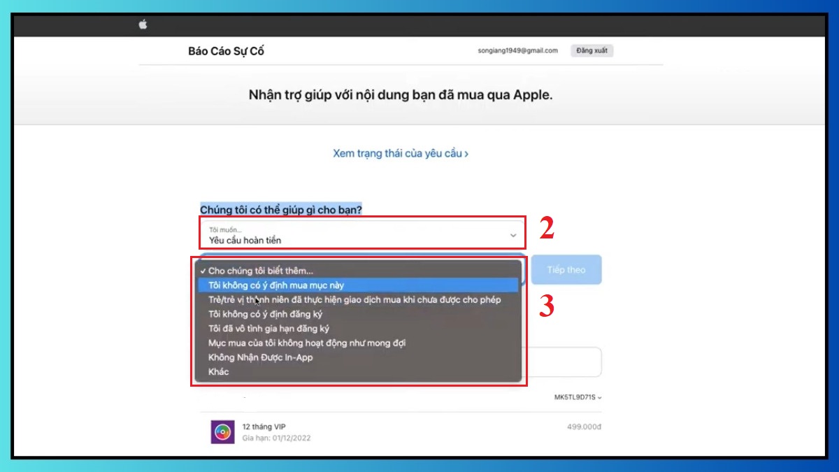 Hướng dẫn cách hoàn tiền trên App Store - bước 2