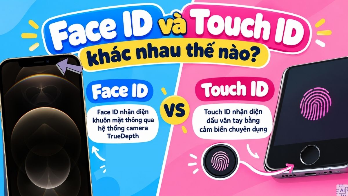 Face ID và Touch ID khác nhau thế nào?