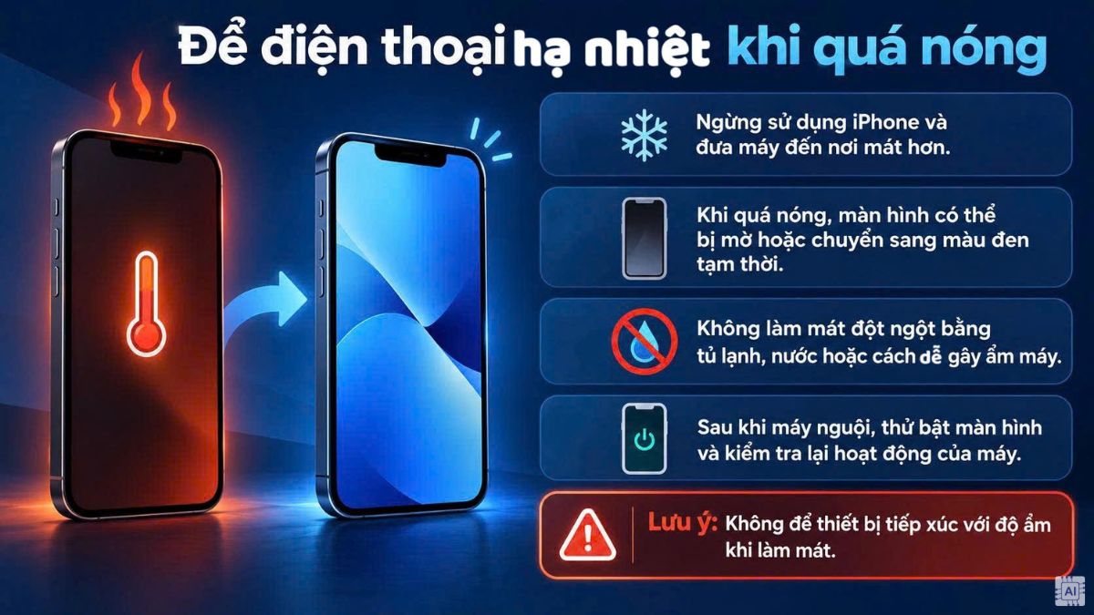Cách khắc phục lỗi iPhone không lên màn hình - để điện thoại hạ nhiệt khi nóng