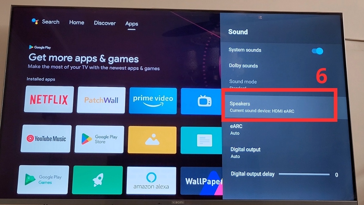 cách kết nối tivi Xiaomi với loa Kết nối qua cổng HDMI eARC - bước 3.1