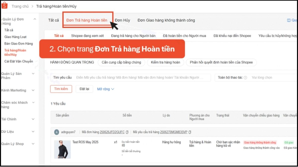 Quy trình khiếu nại Shopee cho người bán - bước 2