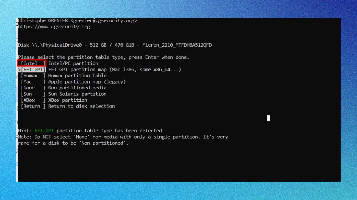 Cách khôi phục dữ liệu thẻ nhớ bằng phần mềm testDisk - bước 3
