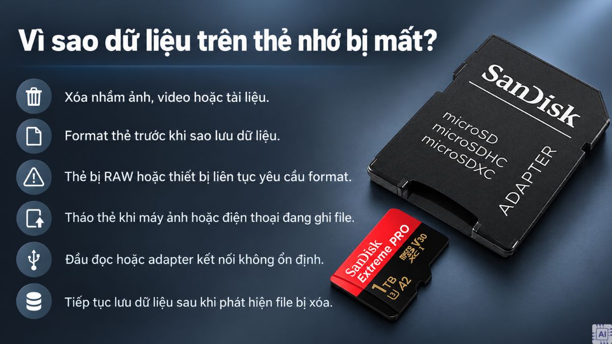 Vì sao dữ liệu trên thẻ nhớ bị mất?