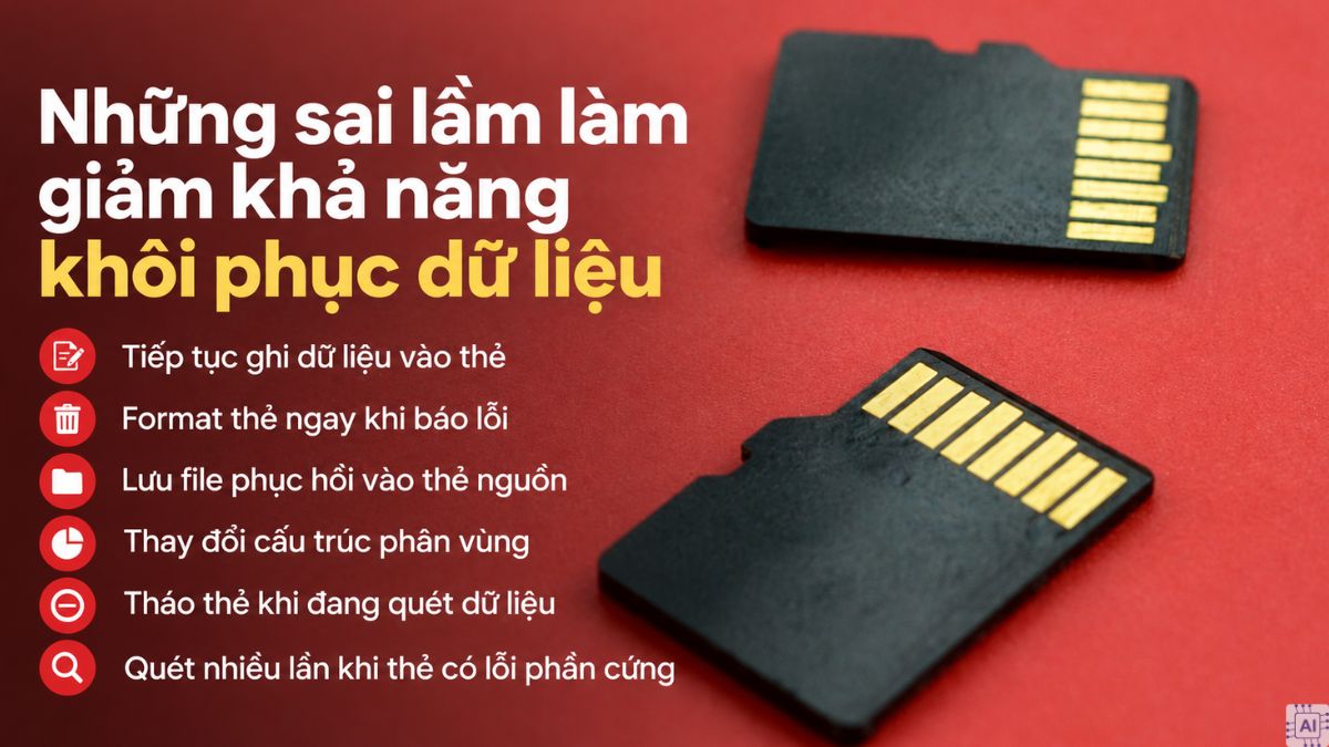 Những sai lầm làm giảm khả năng khôi phục dữ liệu