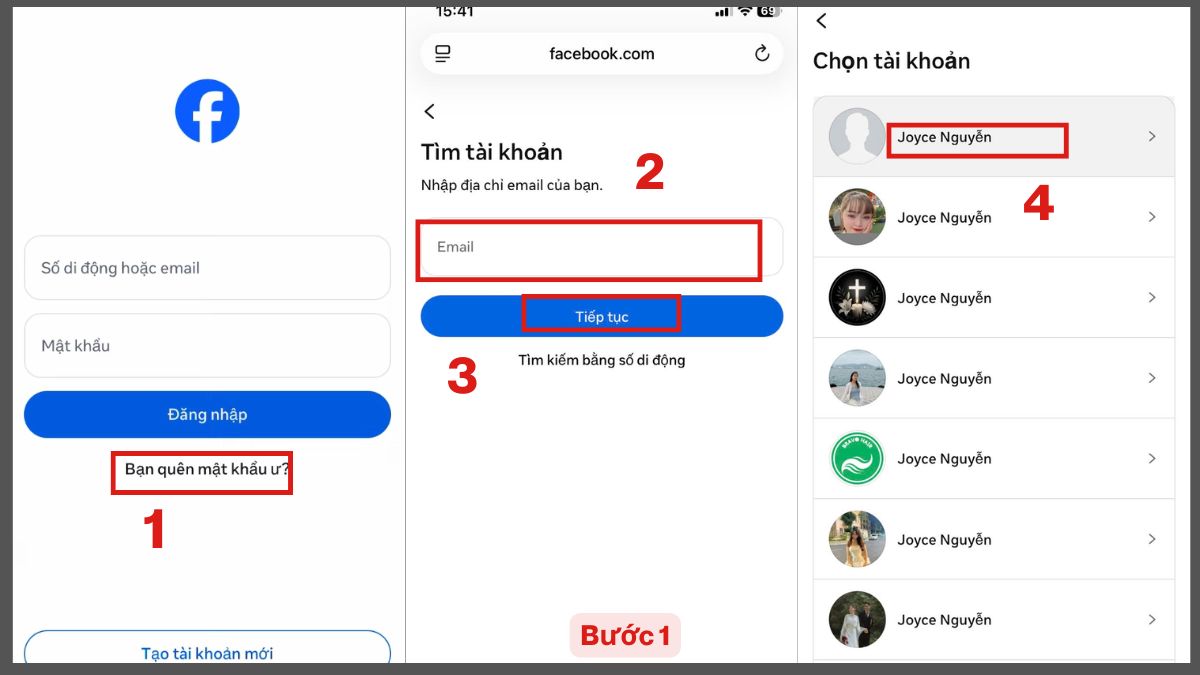 Cách lấy lại tài khoản Facebook khi mất email/số điện thoại - bước 1