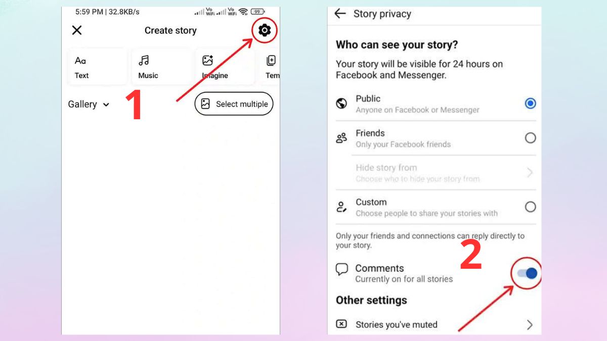 Cách bật bình luận cho story Facebook