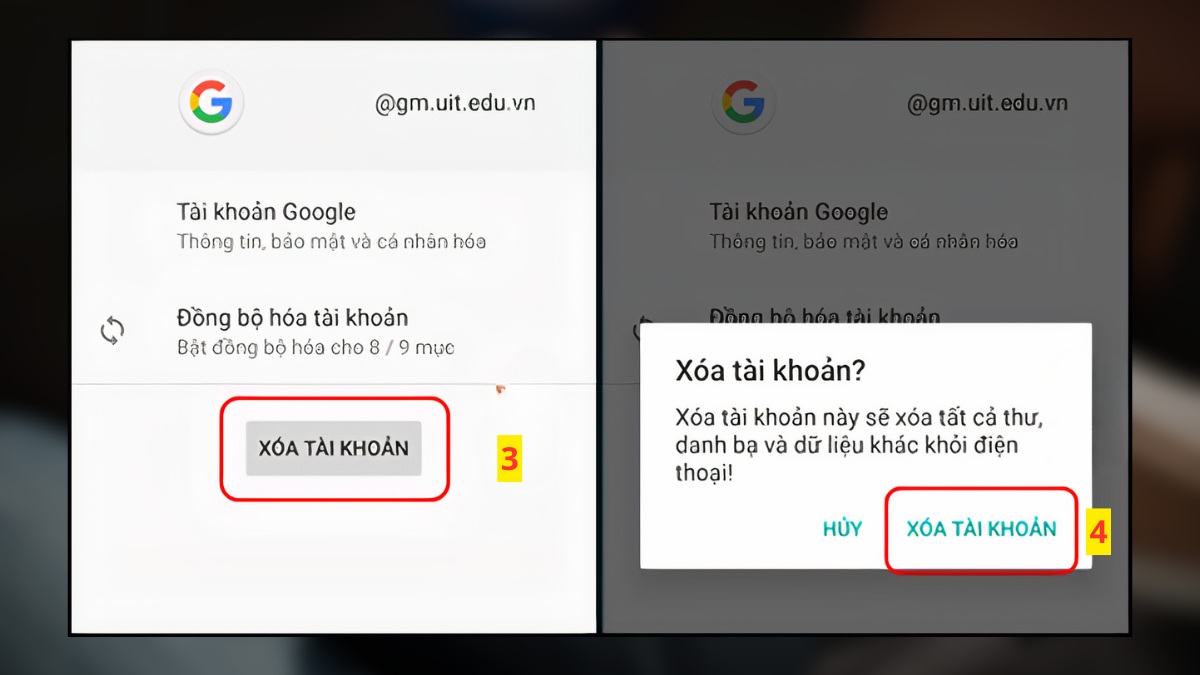 cách sửa không thể lưu thay đổi đối với liên hệ - xóa và thêm lại tài khoản Google - bước 2