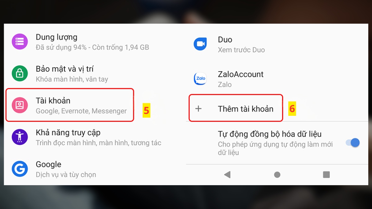 cách sửa không thể lưu thay đổi đối với liên hệ - xóa và thêm lại tài khoản Google - bước 3.1