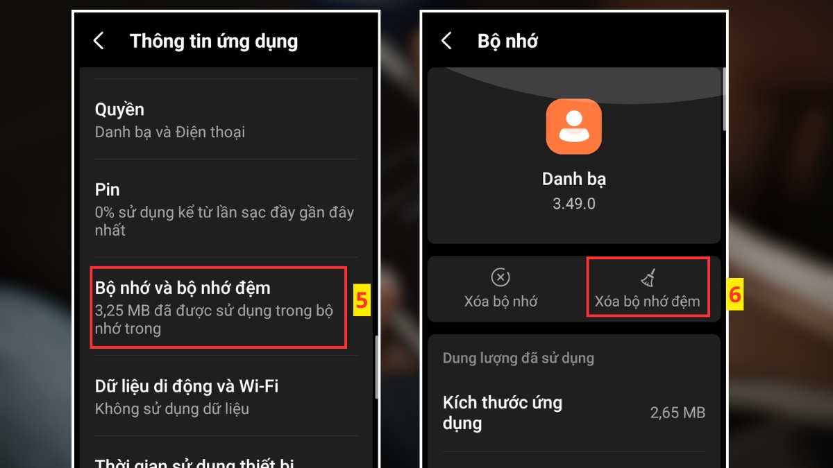 cách sửa không thể lưu thay đổi đối với liên hệ - Xóa bộ nhớ đệm của ứng dụng Danh bạ - bước 3