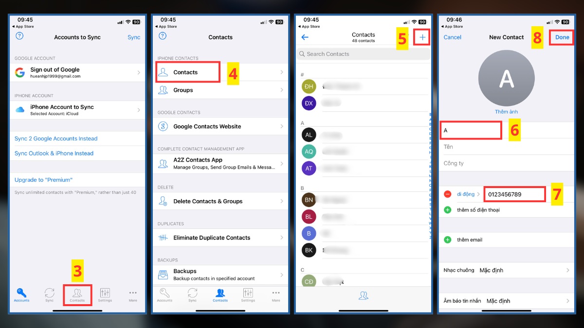 cách sửa không thể lưu thay đổi đối với liên hệ - Sử dụng tạm thời Danh bạ bên thứ ba - bước 2