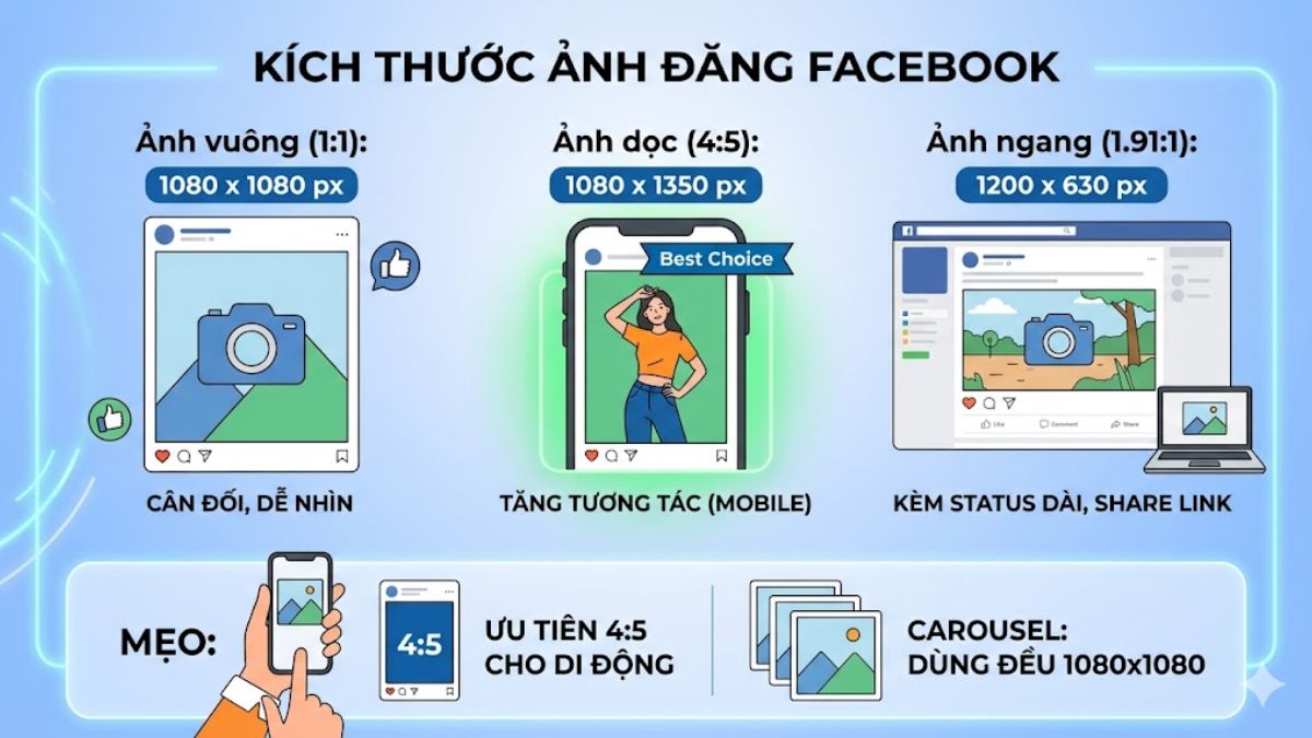 Kích thước ảnh bài đăng Facebook kèm status