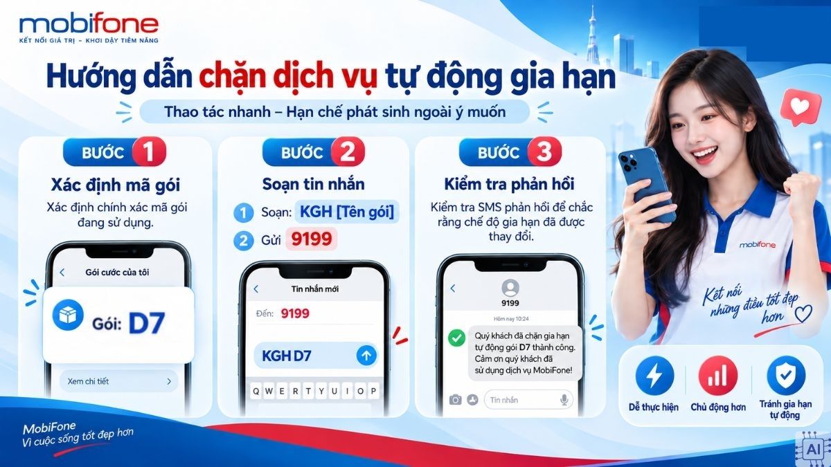 Hướng dẫn chặn dịch vụ tự động gia hạn MobiFone