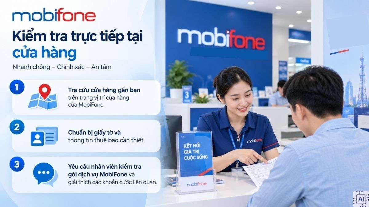 Hướng dẫn cách kiểm tra dịch vụ MobiFone đang sử dụng kiểm tra trực tiếp tại cửa hàng