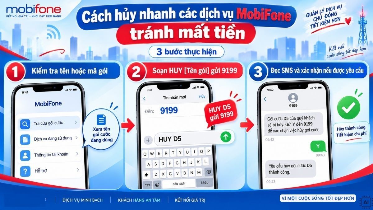 Cách hủy nhanh các dịch vụ MobiFone tránh mất tiền
