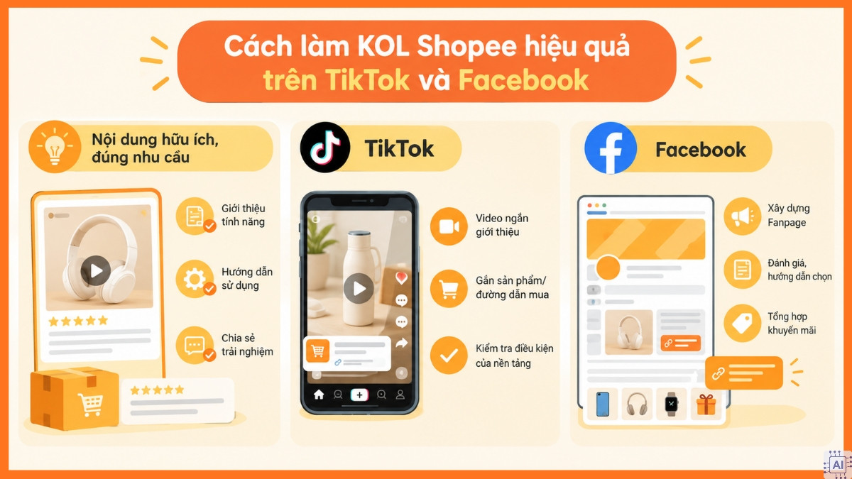 Cách làm KOL Shopee hiệu quả trên TikTok và Facebook