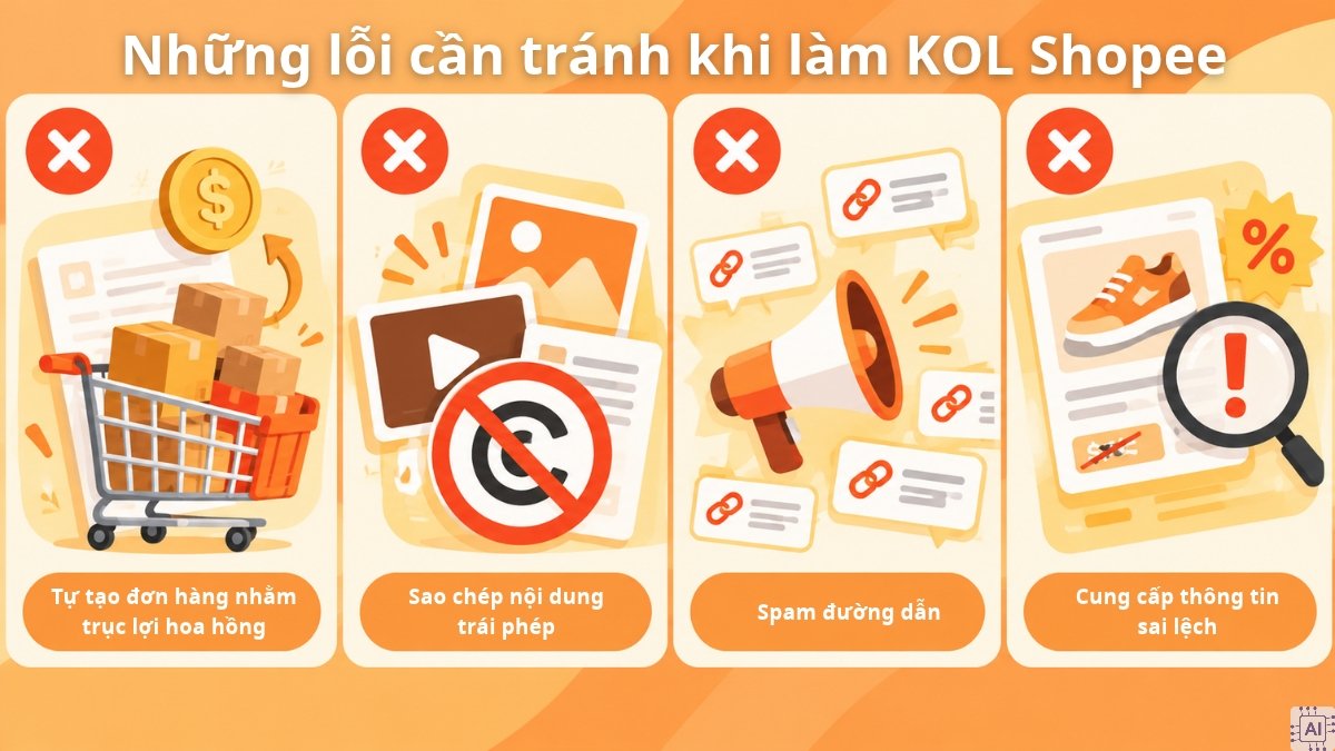 Những lỗi cần tránh khi làm KOL Shopee