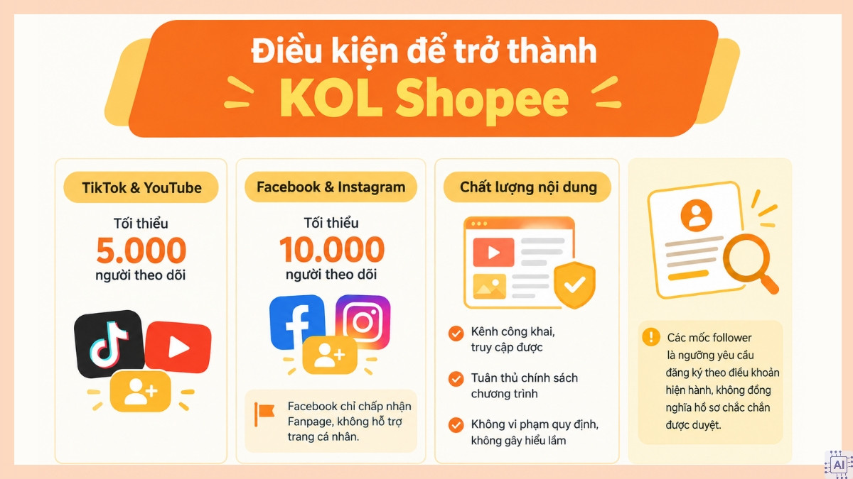 Điều kiện để trở thành KOL Shopee