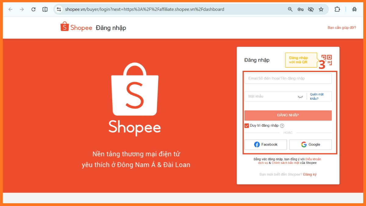 Hướng dẫn đăng ký KOL Shopee Affiliate chi tiết - bước 1.1
