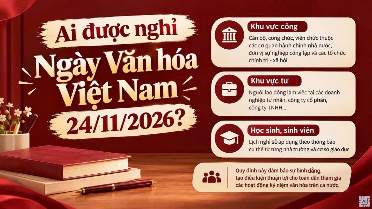 Ai được nghỉ Ngày Văn hóa Việt Nam 24/11/2026?
