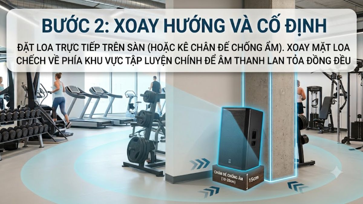 Hướng dẫn bố trí loa trong phòng gym - bước 2