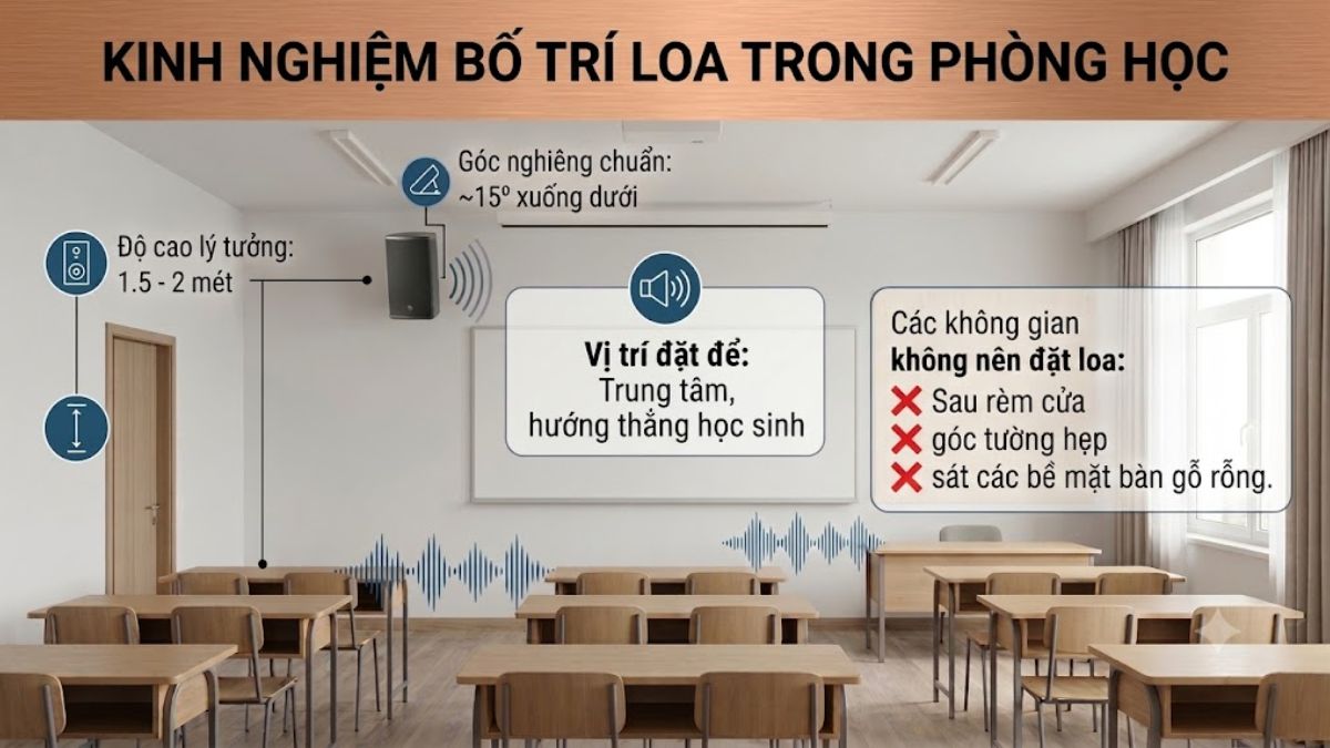 Kinh nghiệm bố trí loa trong phòng học