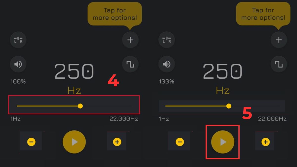 Cách khắc phục nước vô loa điện thoại bị rè sử dụng app Frequency Sound Generator - bước 2,3