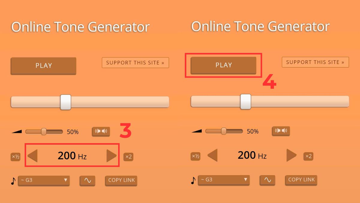Tạo tần số thấp đẩy nước khỏi loa qua website szynalski - bước 2,3