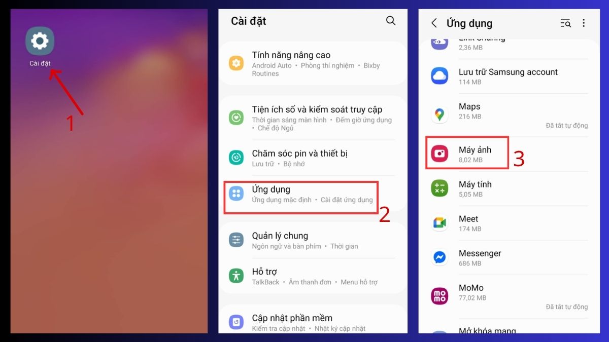 cách khắc phục máy ảnh điện thoại samsung bị lỗi - Kiểm tra quyền truy cập của máy ảnh - bước 1