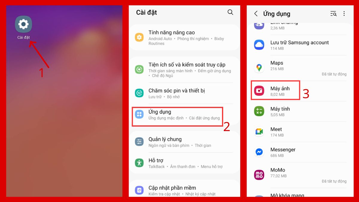 cách khắc phục máy ảnh samsung bị lỗi - Buộc dừng ứng dụng camera