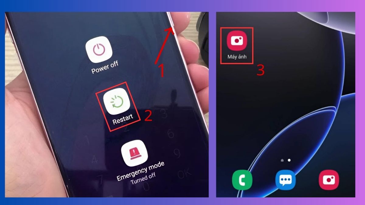 cách khắc phục máy ảnh điện thoại samsung bị lỗi - Khởi động lại thiết bị Samsung