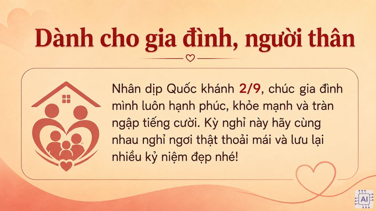 Lời chúc 2/9 cho người thân, bạn bè, người yêu ngọt ngào - dành cho gia đình