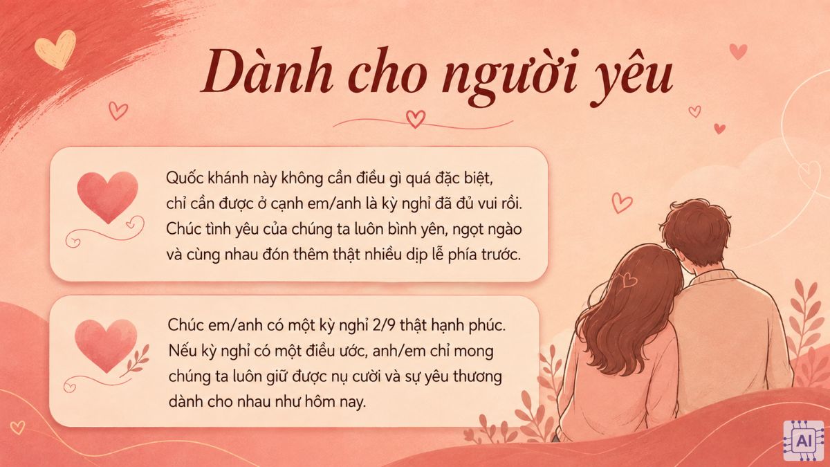 Lời chúc 2/9 cho người thân, bạn bè, người yêu ngọt ngào - dành cho người yêu