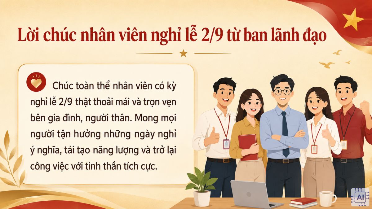Lời chúc nhân viên nghỉ lễ 2/9 từ ban lãnh đạo