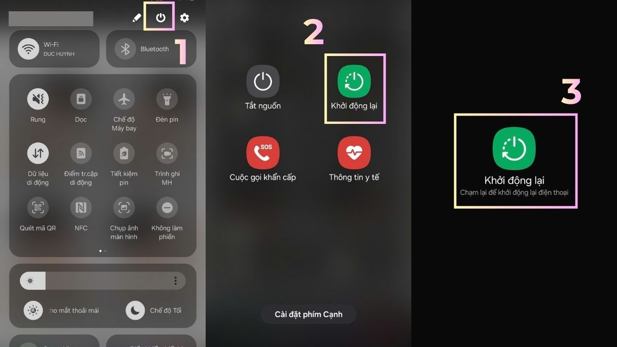 Cách khắc phục lỗi điện thoại không được đăng ký vào mạng - khởi động lại điện thoại trên abdroid - bước 1