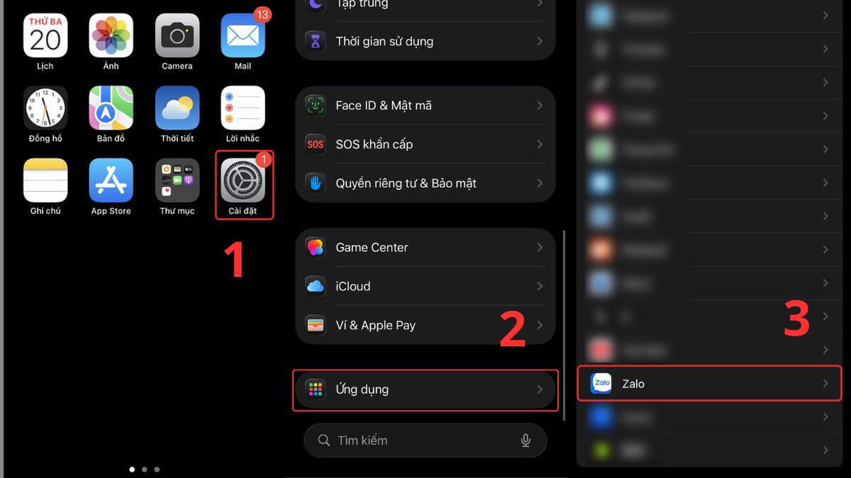 Cách khắc phục lỗi gọi Zalo bị tắt màn hình - cấp quyền đầy đủ cho ứng dụng zalo -bước1