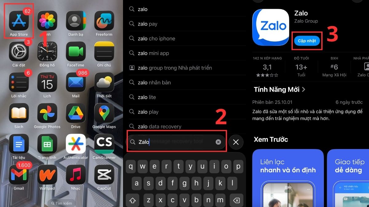 Cách khắc phục lỗi gọi Zalo bị tắt màn hình - cập nhật ứng dụng zalo lên phiên bản mới nhất