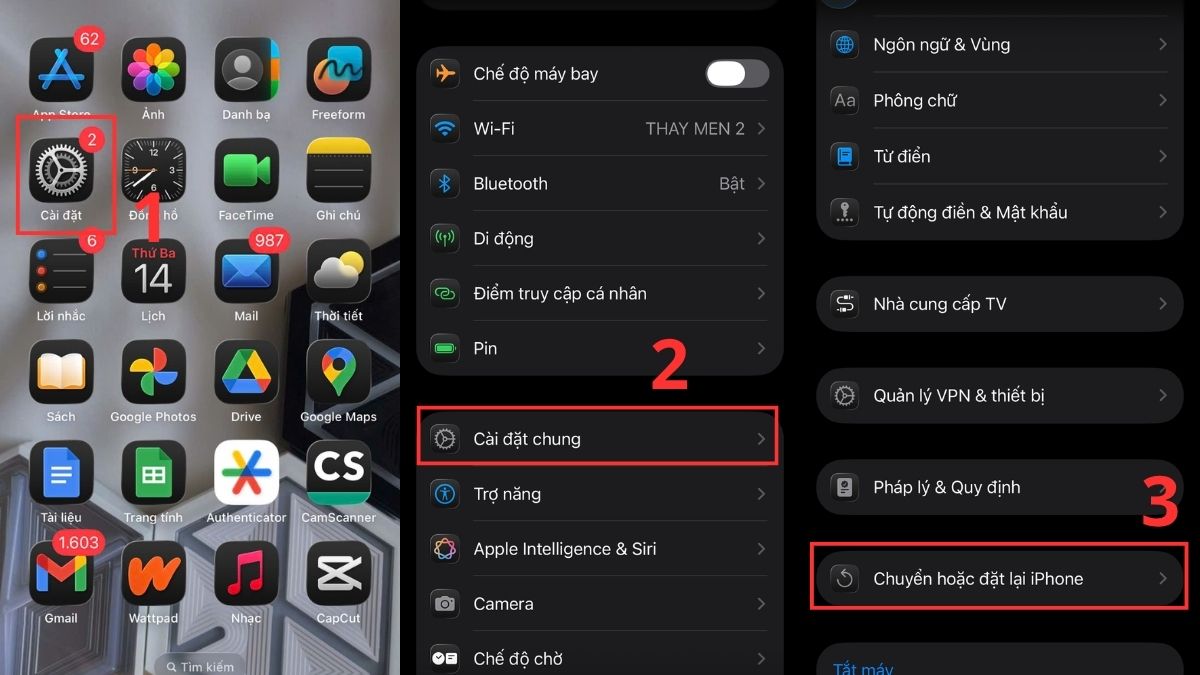 Cách khắc phục lỗi gọi Zalo bị tắt màn hình - khôi phục cài đặt gốc - bước 1,2
