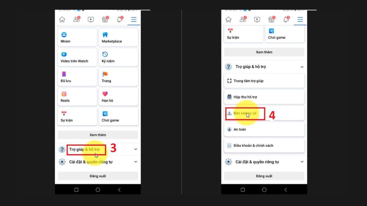 Báo cáo lỗi Facebook bị lỗi không theo dõi được lên bộ phận hỗ trợ - bước 2