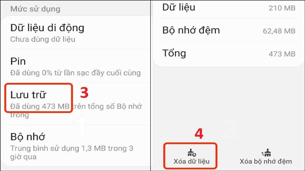 Cách sửa lỗi không theo dõi được trên Facebook - xóa cache ứng dụng - bước 3