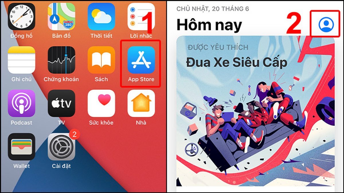 Cách sửa lỗi không theo dõi được trên Facebook - cập nhật lại ứng dụng - bước 1,2