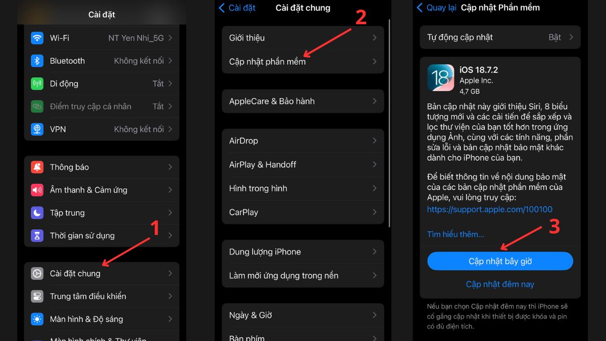 Cách khắc phục mic điện thoại bị lỗi - Kiểm tra lại phiên bản cập nhật phần mềm trên iphone