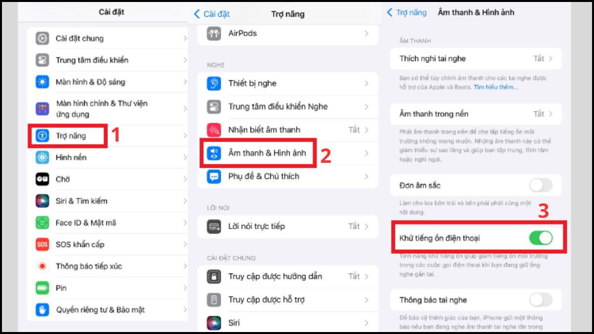 Cách khắc phục mic điện thoại bị lỗi - tắt tính năng khử tiếng ồn trên iPhone
