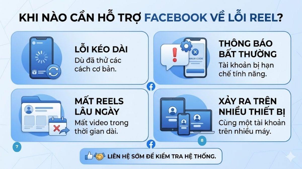 Khi nào nên liên hệ hỗ trợ Facebook khi bị lỗi Reels?