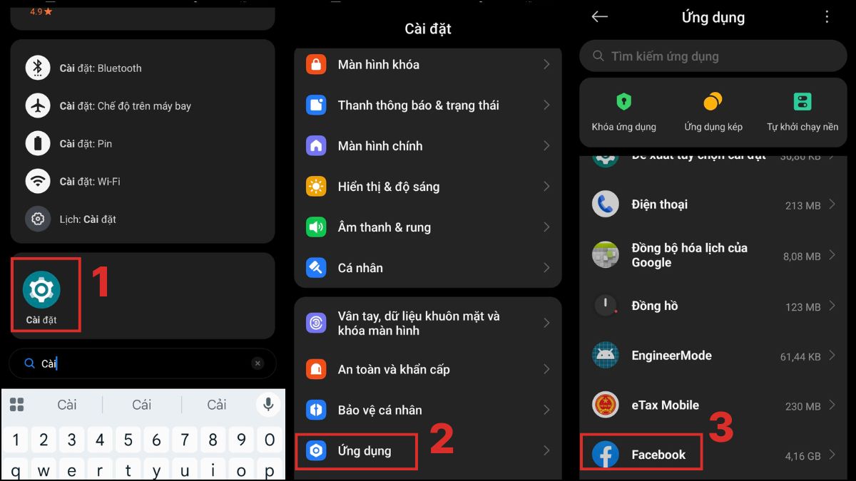 Cách khắc phục Facebook không hiện Reels hiệu quả -  xóa cache và cài đặt lại ứng dụng facebook - bước 1
