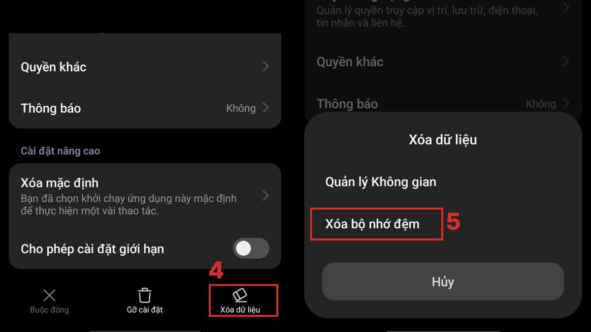 Cách khắc phục Facebook không hiện Reels hiệu quả -  xóa cache và cài đặt lại ứng dụng facebook - bước 2