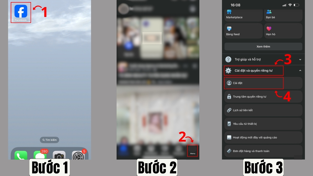 Khắc phục các lỗi hiển thị và tính năng trên Facebook - ảnh và video facebook không tải được - bước 1,2,3