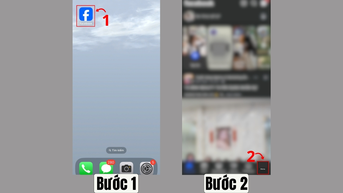 Cách khắc phục lỗi Facebook không vào được - đăng xuất và đăng nhập lại tài khoản - bước 1,2
